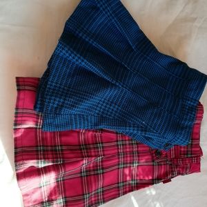 Lot of 2 Blue/Red Plaid Skater Skirts